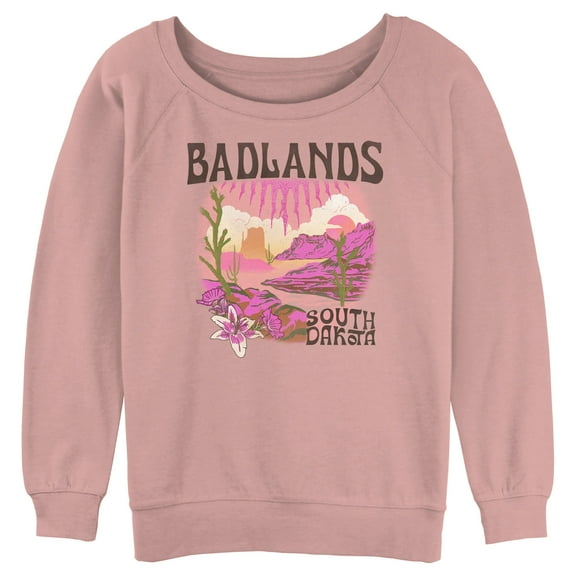 Junior's Lost Gods Badlands South Dakota Sweatshirt Desert Pink Large