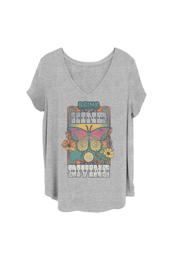 Junior's Lost Gods Being Kind Is Divine Graphic Tee Heather Gray 4X