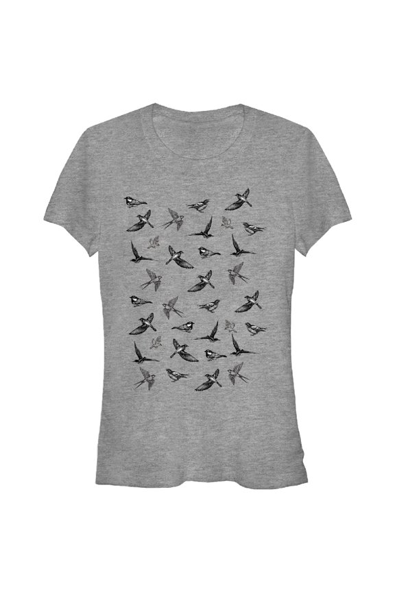 Junior's Lost Gods Birds in Flight  Graphic Tee Athletic Heather X Large