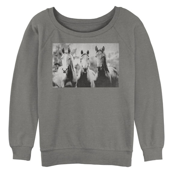 Junior's Lost Gods Black and White Horses  Sweatshirt