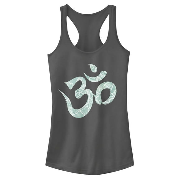 Junior's Lost Gods Blue Om Symbol  Racerback Tank Top Charcoal Small