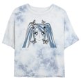 thumbnail image 1 of Junior's Lost Gods Butterfly Anime Face Blue Graphic Crop T-Shirt White/Blue Large, 1 of 4