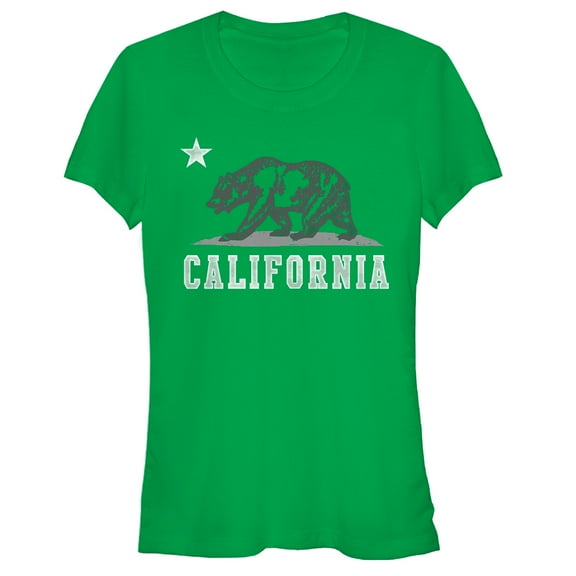 Junior's Lost Gods California Bear  Graphic Tee Kelly Green X Large