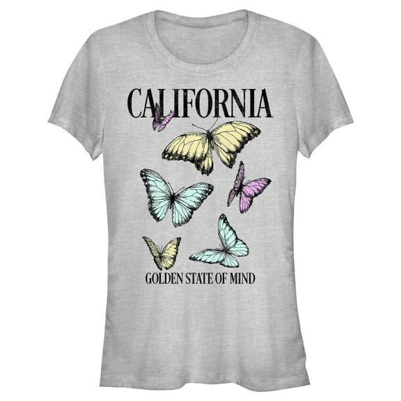 Junior's Lost Gods California Butterflies  Graphic Tee Athletic Heather Large