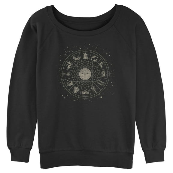 Junior's Lost Gods Celestial Astrological Wheel  Sweatshirt Black 2X Large