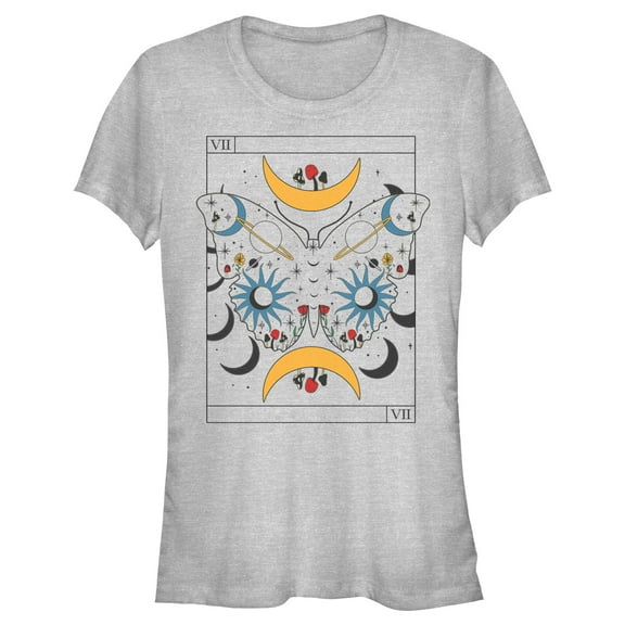 Junior's Lost Gods Celestial Butterfly Tarot Graphic Tee Athletic Heather 2X Large