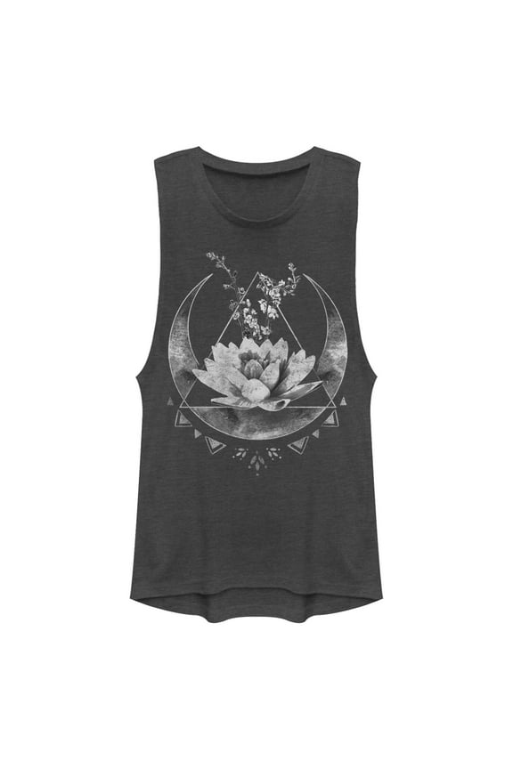 Junior's Lost Gods Celestial Flower Pattern Festival Muscle Graphic T-Shirt