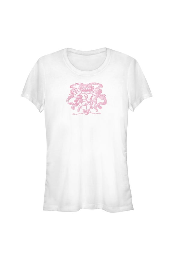 Junior's Lost Gods Cherub Ribbons  Graphic T-Shirt