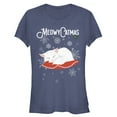 thumbnail image 1 of Junior's Lost Gods Christmas Meowy Kitten Pillow  Graphic Tee Navy Blue X Large, 1 of 2