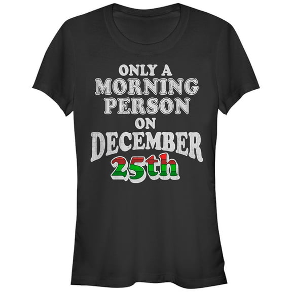 Junior's Lost Gods Christmas Morning Person  Graphic Tee Black X Large