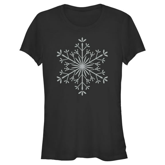 Junior's Lost Gods Christmas Snowflake  Graphic Tee Black Medium