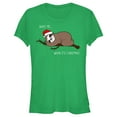 thumbnail image 1 of Junior's Lost Gods Christmas Wake Me Sloth Graphic Tee Kelly Green 2X Large, 1 of 3