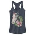 thumbnail image 1 of Junior's Lost Gods Christmas Wreath Horse Racerback Tank Top Indigo Small, 1 of 4