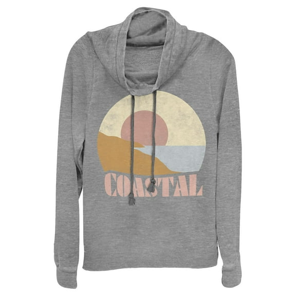 Junior's Lost Gods Coastal Minimalist  Cowl Neck Sweatshirt
