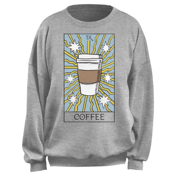 Junior's Lost Gods Coffee Tarot Card Sweatshirt Heather Gray Large