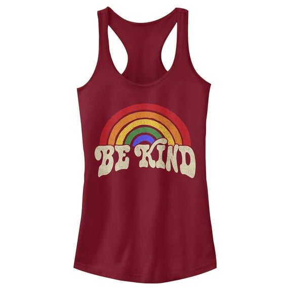 Junior's Lost Gods Colorful Be Kind Racerback Tank Top Scarlet Small