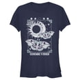 thumbnail image 1 of Junior's Lost Gods Cosmic Vibes Moths  Graphic Tee Navy Blue Medium, 1 of 3