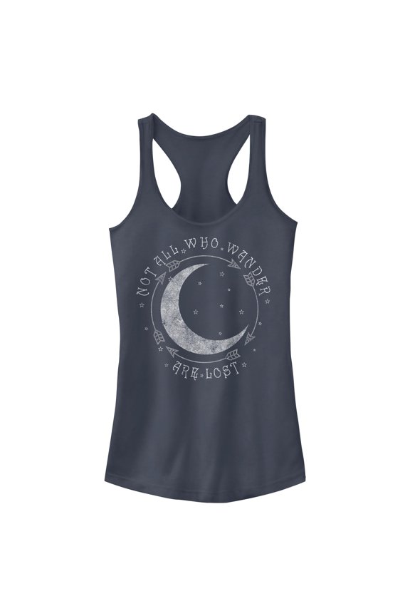 Junior's Lost Gods Crescent Moon Not All Who Wander Are Lost Racerback Tank Top