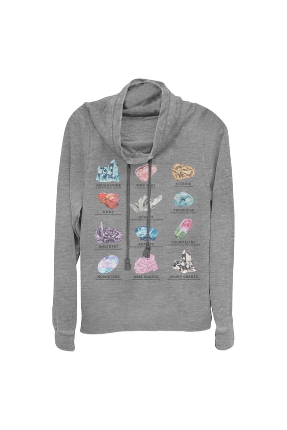 Junior's Lost Gods Crystal Chart Cowl Neck Sweatshirt Gray Heather Medium