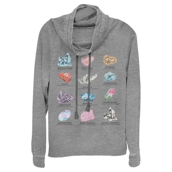 Junior's Lost Gods Crystal Chart Cowl Neck Sweatshirt Gray Heather Small