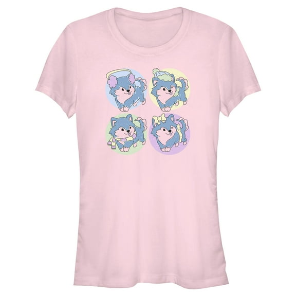 Junior's Lost Gods Cute Husky Puppies  Graphic Tee Light Pink 2X Large