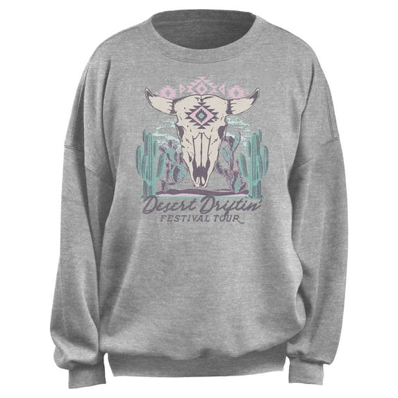 Junior's Lost Gods Desert Driftin Festival Tour Sweatshirt Heather Gray Small