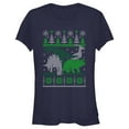 thumbnail image 1 of Junior's Lost Gods Dinosaur Ugly Christmas Sweater  Graphic Tee Navy Blue X Large, 1 of 3