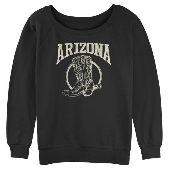Junior's Lost Gods Distressed Arizona Cowboy Boot Sweatshirt Black Small