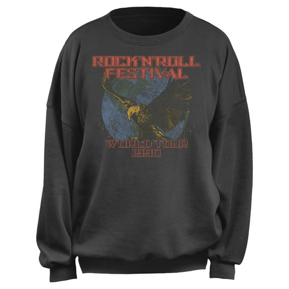 Junior's Lost Gods Distressed Rock Festival 1990  Sweatshirt Charcoal Small
