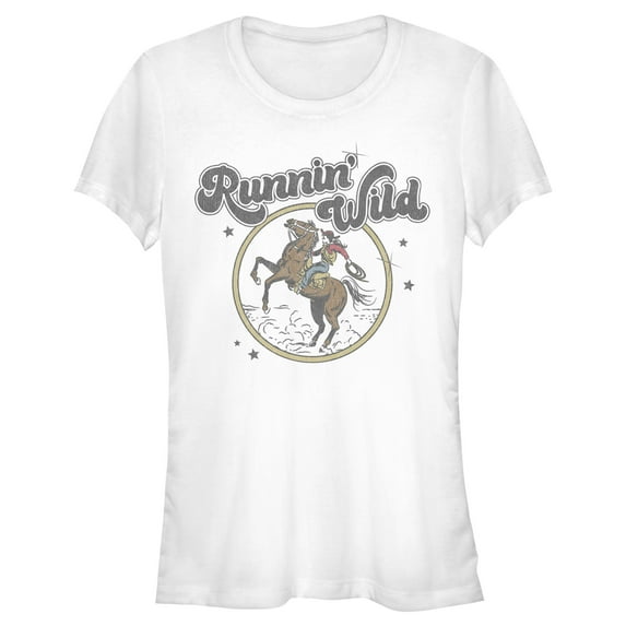 Junior's Lost Gods Distressed Runnin’ Wild Graphic Tee White 2X Large