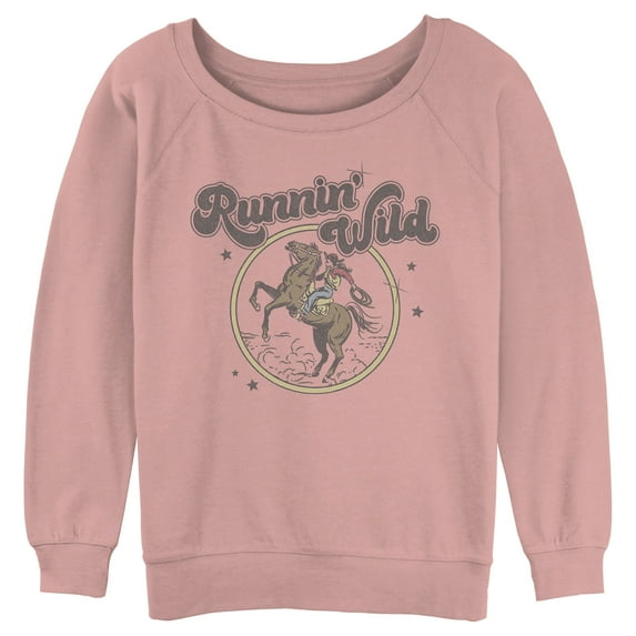 Junior's Lost Gods Distressed Runnin’ Wild Sweatshirt Desert Pink Small