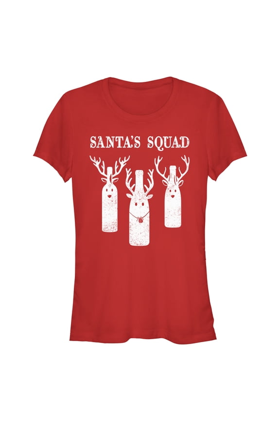 Junior's Lost Gods Distressed Santa’s Squad Graphic Tee Red 2X Large
