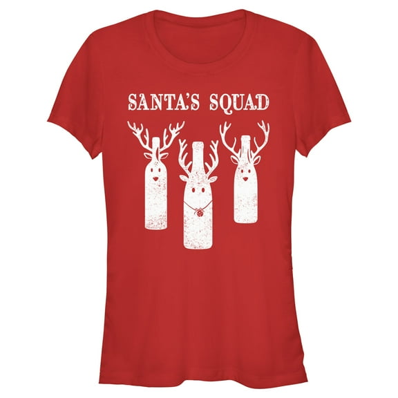 Junior's Lost Gods Distressed Santa’s Squad Graphic Tee Red Small