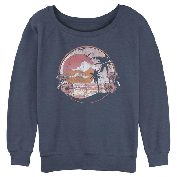 Junior's Lost Gods Distressed Tropical Beach Sweatshirt