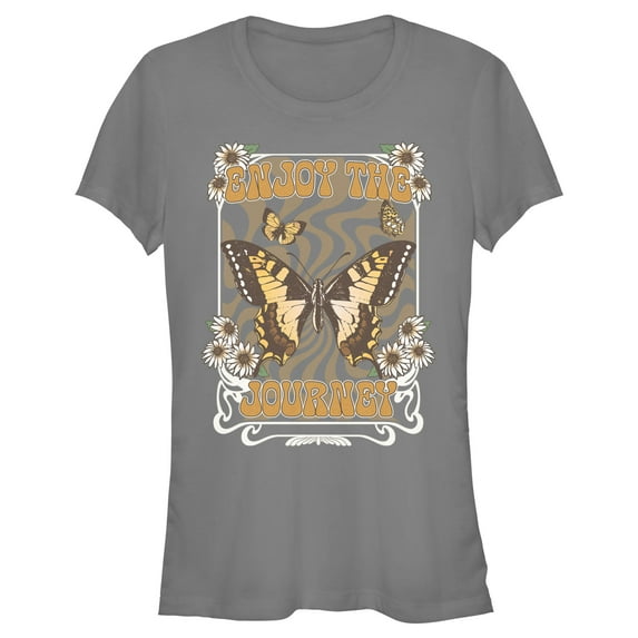 Junior's Lost Gods Enjoy the Journey Graphic Tee Charcoal Medium