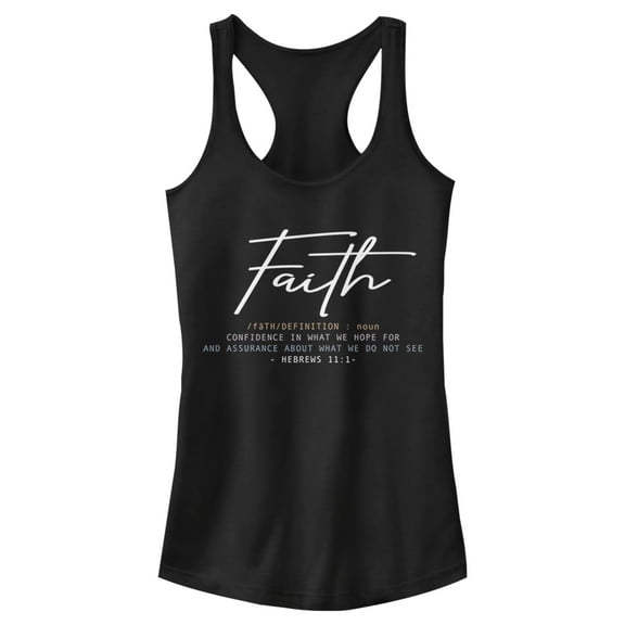 Junior's Lost Gods Faith Definition  Racerback Tank Top Black Medium