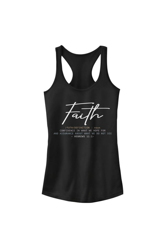 Junior's Lost Gods Faith Definition Racerback Tank Top Black Medium