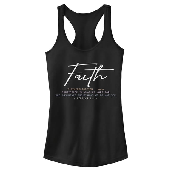Junior's Lost Gods Faith Definition Racerback Tank Top Black Small