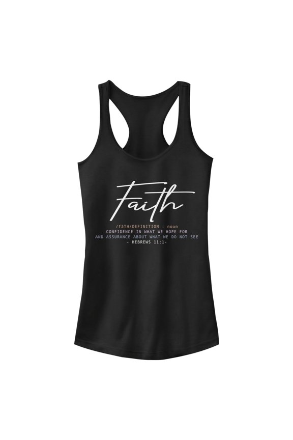 Junior's Lost Gods Faith Definition Racerback Tank Top Black X Large