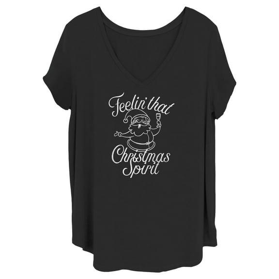 Junior's Lost Gods Feelin' That Christmas Spirit Graphic Tee Black 1X