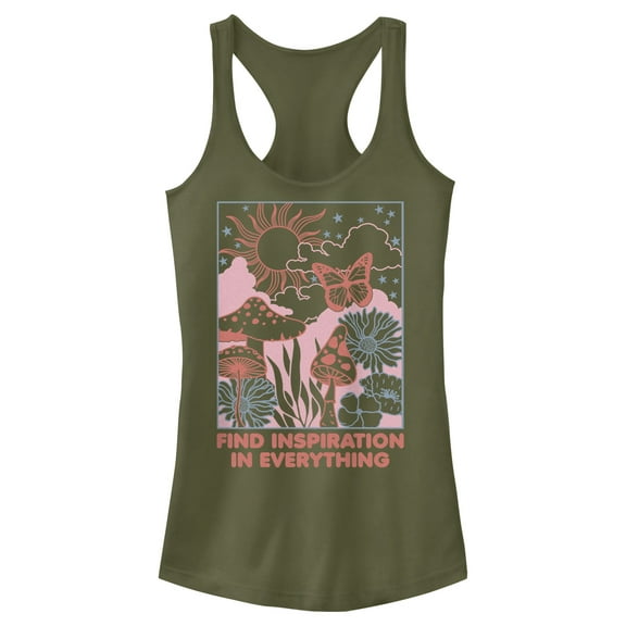 Junior's Lost Gods Find Inspiration in Everything  Racerback Tank Top Military Green X Small