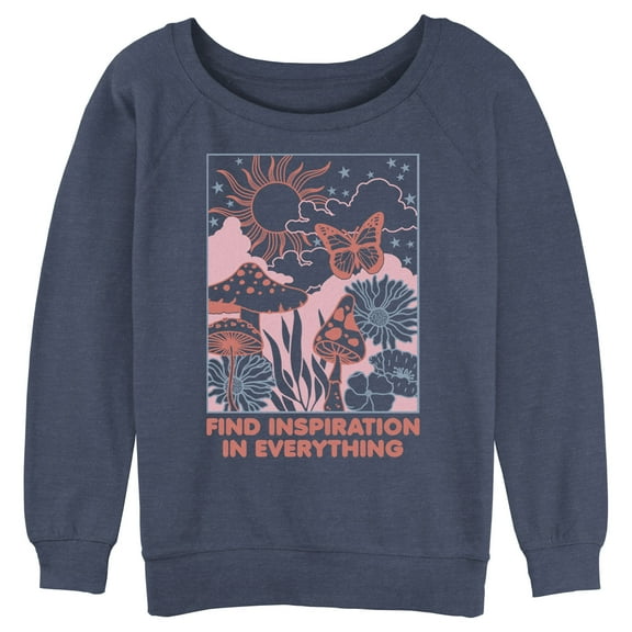 Junior's Lost Gods Find Inspiration in Everything  Sweatshirt Blue Heather X Large