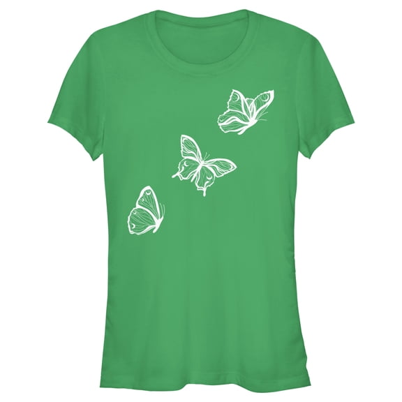 Junior's Lost Gods Flying Butterfly  Graphic Tee Kelly Green Small
