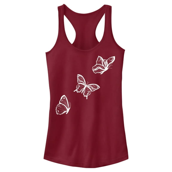 Junior's Lost Gods Flying Butterfly Racerback Tank Top Scarlet Small