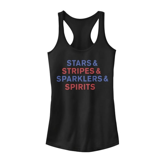 Junior's Lost Gods Fourth of July  Sparklers & Spirits  Racerback Tank Top Black Medium
