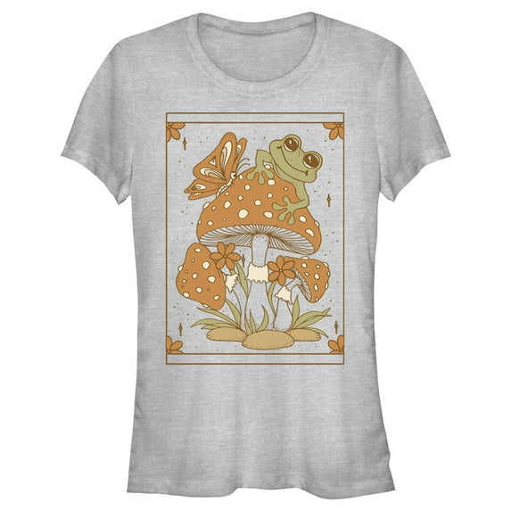 Junior's Lost Gods Frog and Mushroom Tarot Graphic Tee Athletic Heather X Large