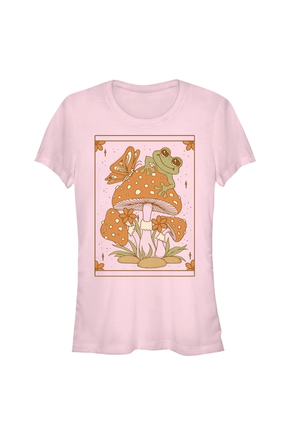 Junior's Lost Gods Frog and Mushroom Tarot Graphic Tee Light Pink Medium