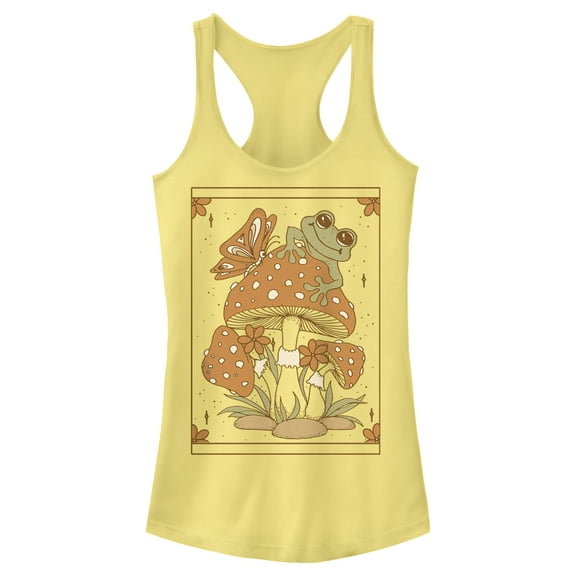 Junior's Lost Gods Frog and Mushroom Tarot Racerback Tank Top Banana X Small