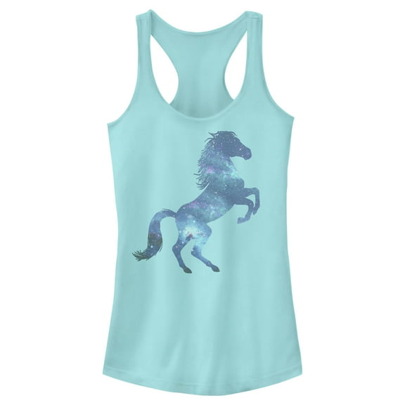 Junior's Lost Gods Galaxy Horse Silhouette  Racerback Tank Top Cancun Medium