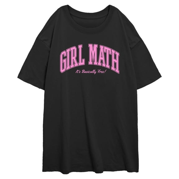 Junior's Lost Gods Girl Math It's Basically Free Varsity Graphic Oversized T-Shirt